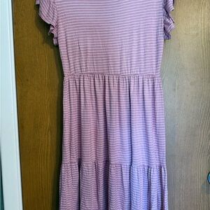 Olivia Rae Pink and White Flutter Sleeve Sundress